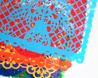 Mexican Plastico Picado Banner | Handmade Perforated Plastic Flags