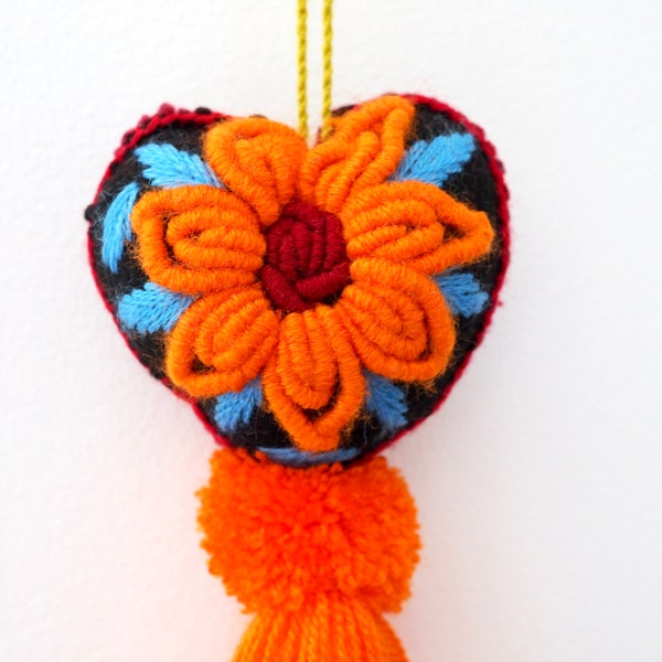 Mexican Heart | Mexican Embroidered Heart | Mexican Pom Pom