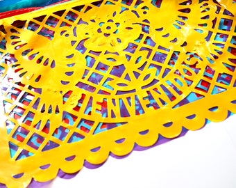 Mexican Plastico Picado Banner | Handmade Perforated Plastic Flags