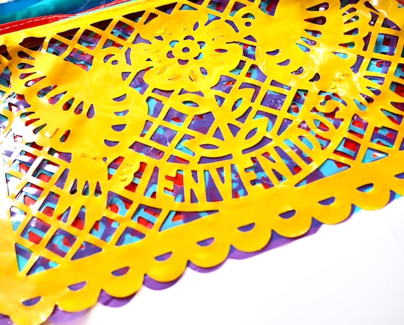Mexican Plastico Picado Banner | Handmade Perforated Plastic Flags