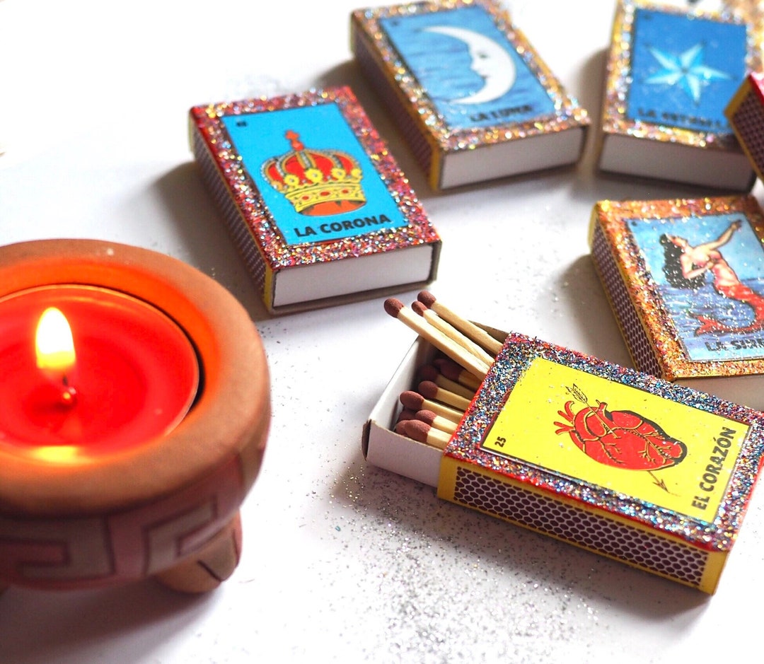 Matchbox Set of 4 Mexican Matches Mexican Matches Box Mexican Loteria ...