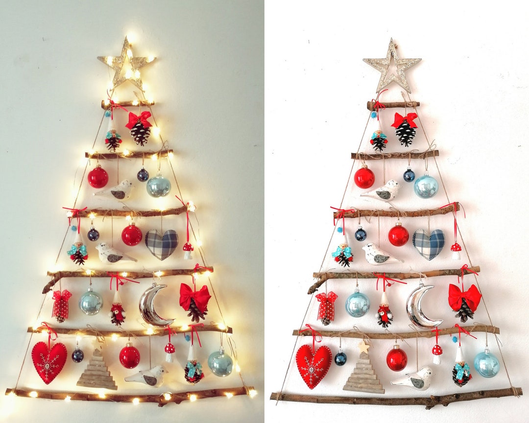 Wooden Wall Christmas Tree Driftwood Xmas Tree Natural Xmas Etsy