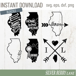 Illinois SVG-Illinois State svg-Illinois Bundle-Illinois shirt-IL svg-States svg-Illinois png-Cut fichiers