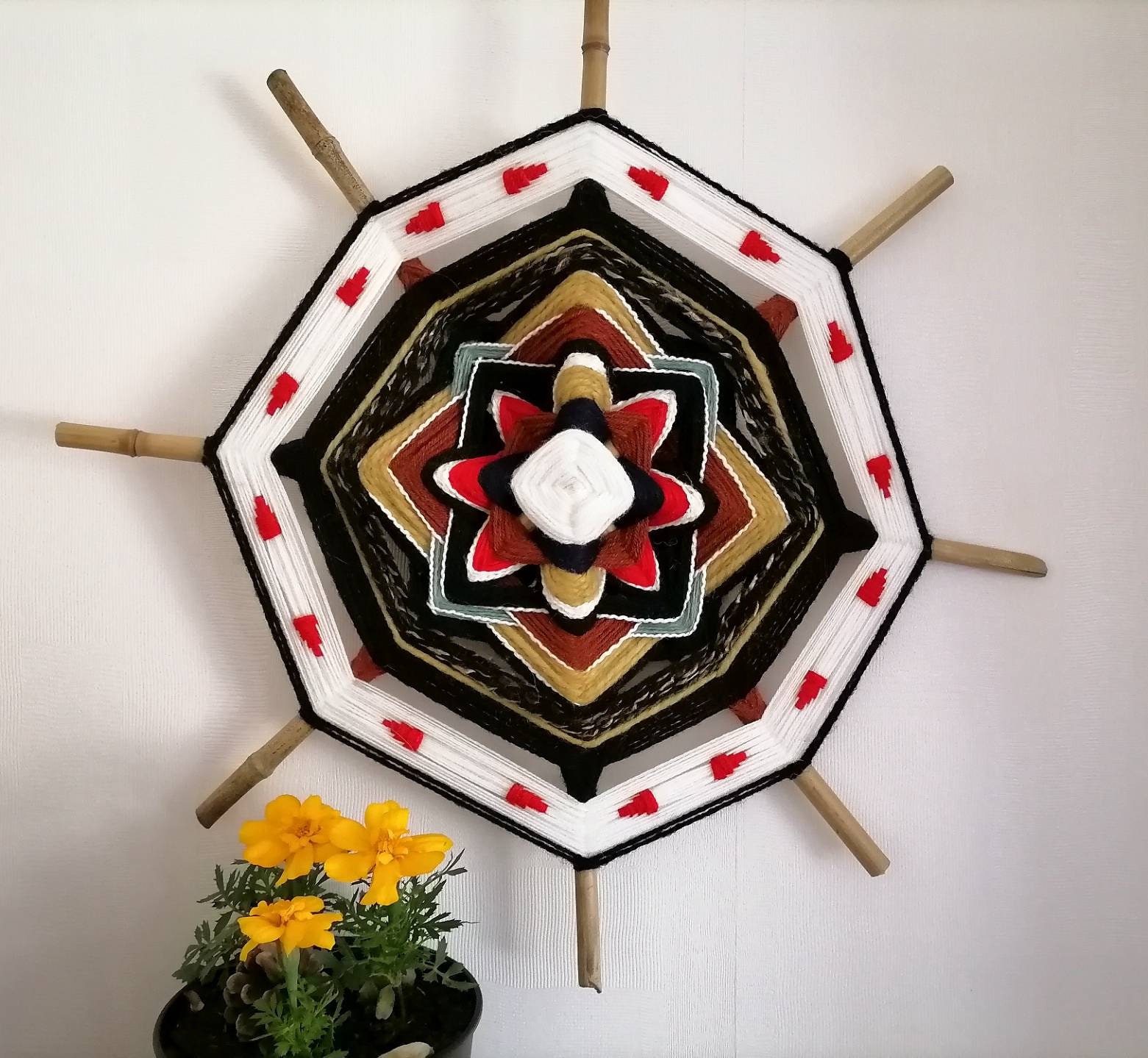 Ojo de Dios, Œil Dieu, Mandala, Tissage Murale Coloré, Décoration d'intérieur Bohème, Woven Wall Han