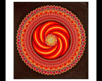 ORIGINAL HANDDRAWN Red Spiral 50 x 50 cm Art Wallart Paintings Mandala Pictures hand-drawn