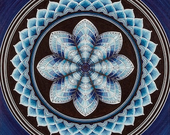 ORIGINAL HANDDRAWN Magic Flower 50 x 50 cm Art Wallart Paintings Mandala Pictures hand-drawn