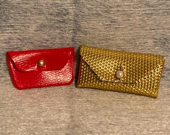 Lot Of 2 Barbie Sized Clutch Purses Gold Metallic Clutch Red Envelope Purse