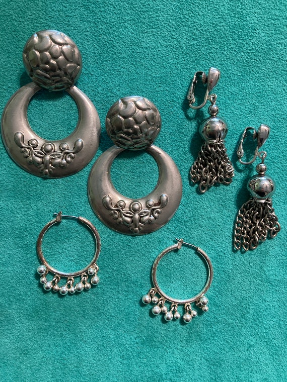 Silver Toned Lot Of 3 Vintage Spanish Style Dangl… - image 3