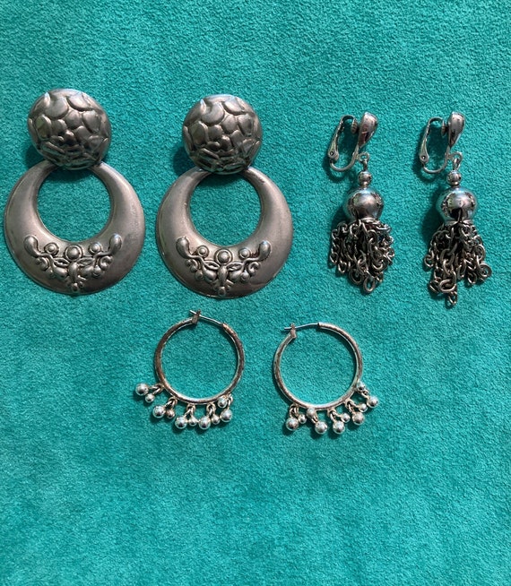 Silver Toned Lot Of 3 Vintage Spanish Style Dangl… - image 1