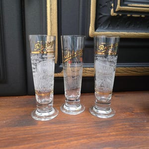 3 Radeberger Bitter Glasses - Aperitif & Digestif Barware - Small Liqueur Goblet Shot Glass 1970s - Limited Edition