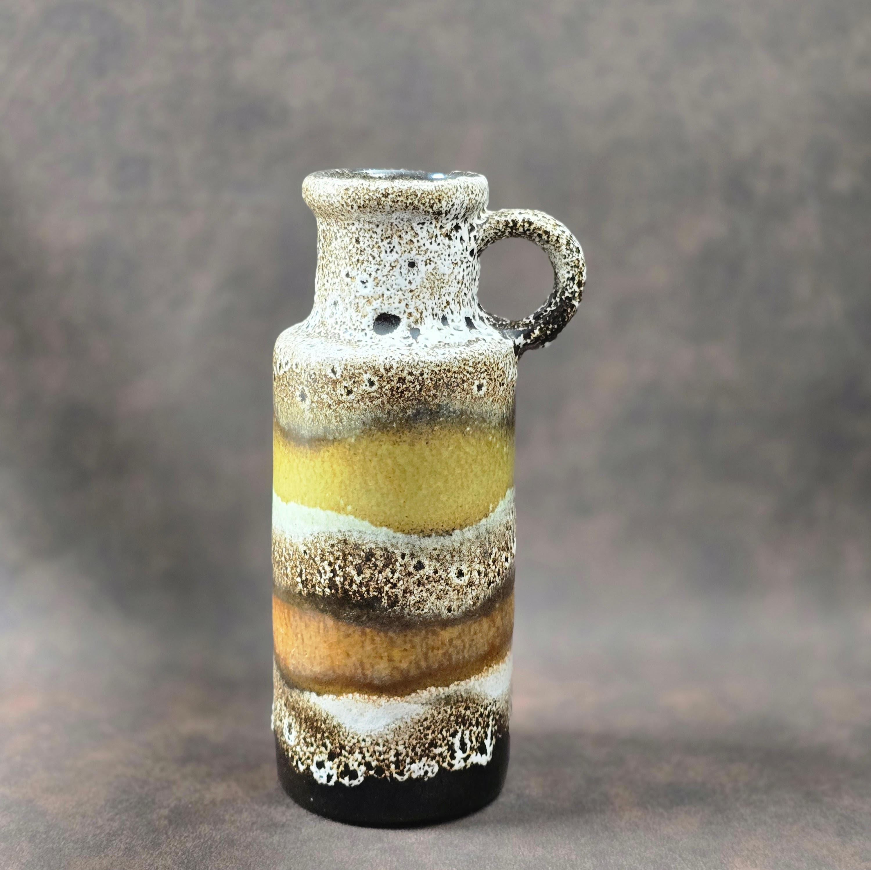 Vintage Vase With Handle Fat Lava 401-20 Scheurich West German