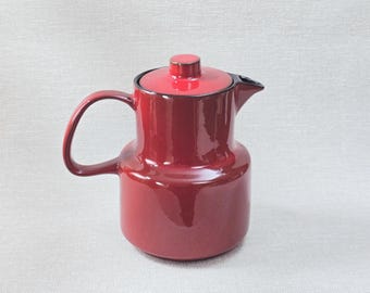 Vintage Melitta coffee pot, red, 1970s – West Germany, ceramic