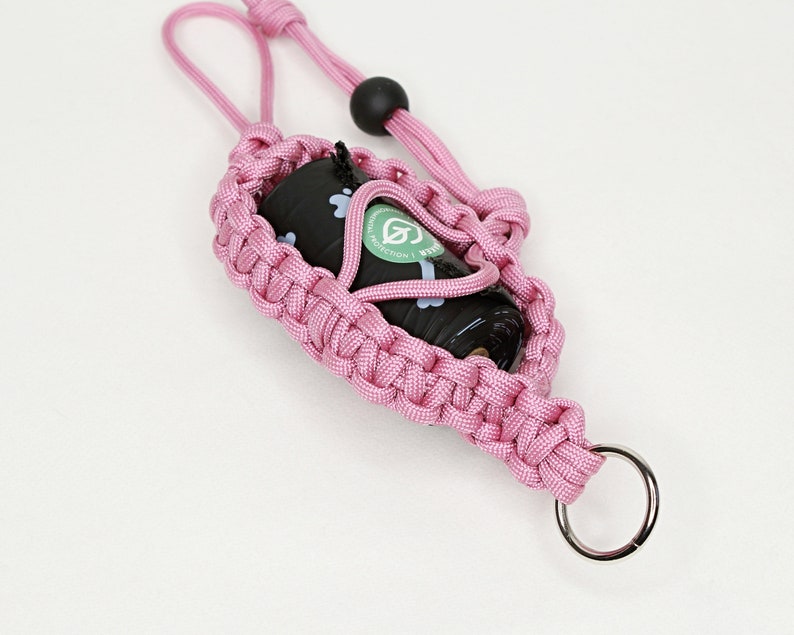 Practical Paracord bag dispenser Dog Friend with feces bag holder in lavender ros\u00e9