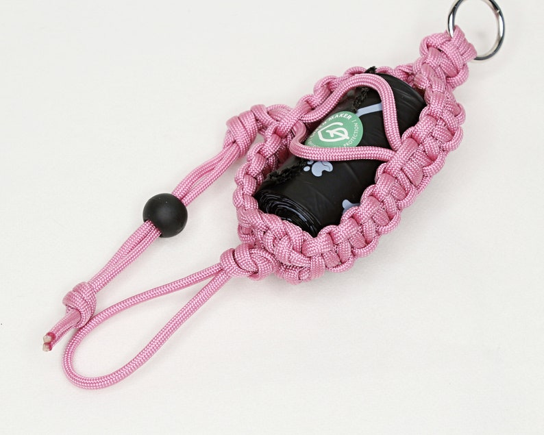 Practical Paracord bag dispenser Dog Friend with feces bag holder in lavender ros\u00e9