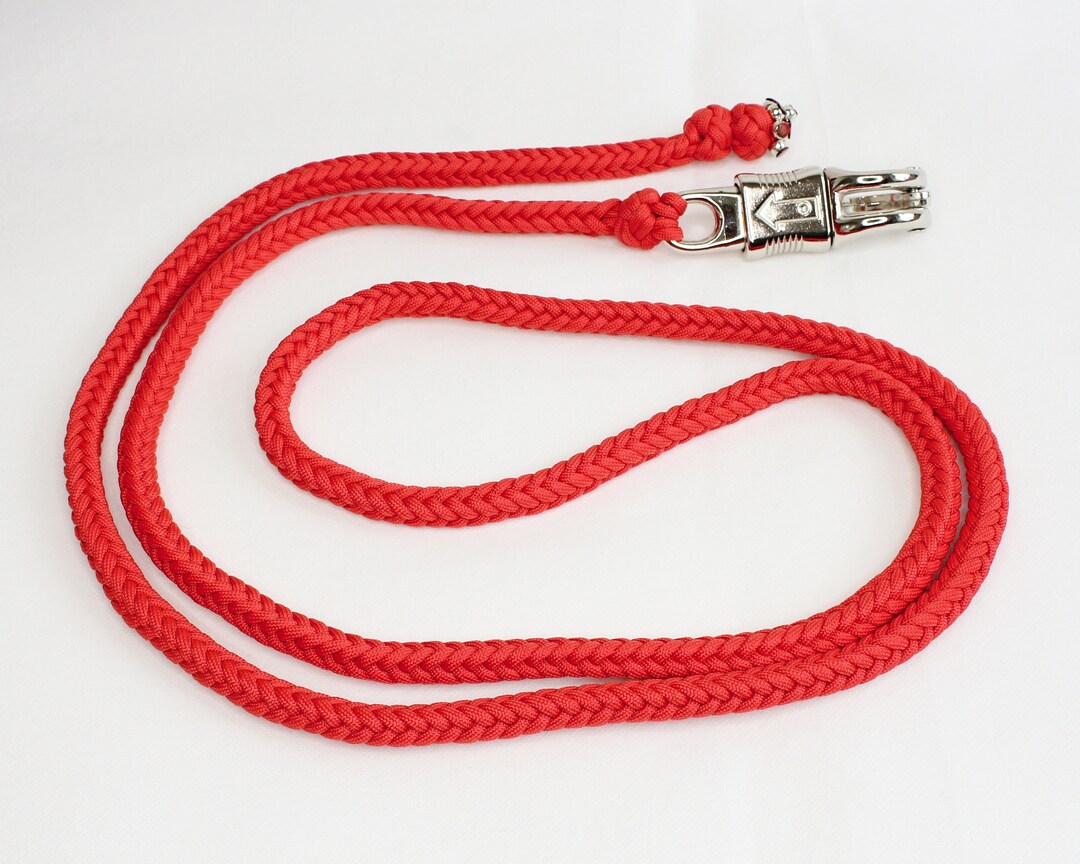 Pferde Führstrick Geflochten - Mit Metallclip, In Rot, Blau, Weiß