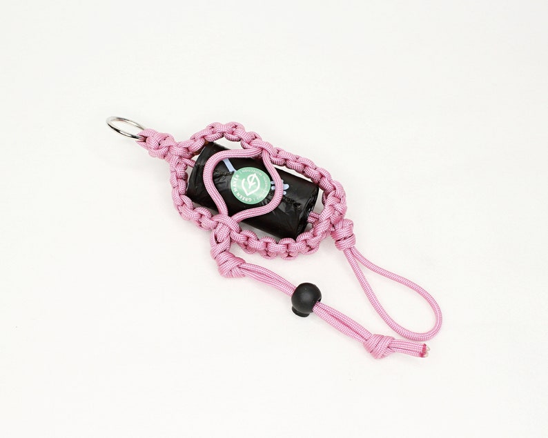 Practical Paracord bag dispenser Dog Friend with feces bag holder in lavender ros\u00e9