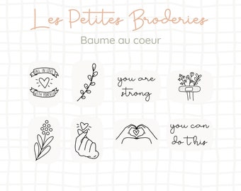 Les petites broderies - Pack Baume au cœur  - Collez, brodez, lavez.