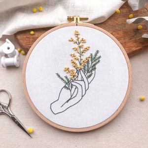 Embroidery kit Mimosa Beginner and intermediate Material, booklet and printed canvas image 2