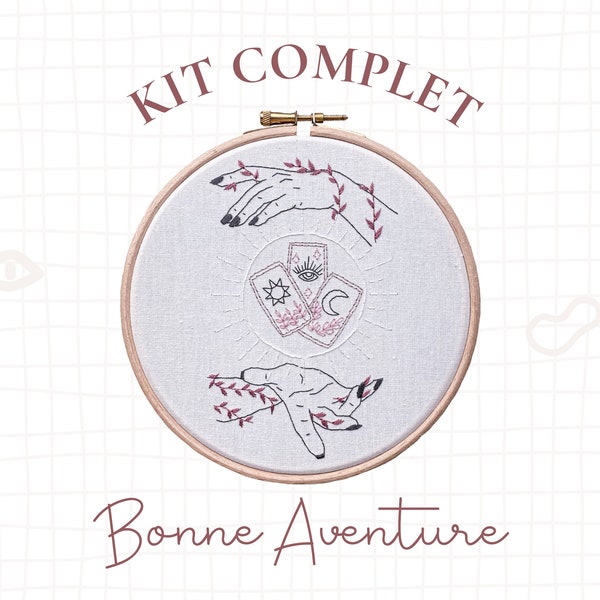 Kit de broderie - Bonne Aventure - Débutant et intermédiaire - Matériel, livret et toile imprimée