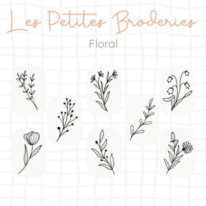 Small embroideries - "Floral" pack - Glue, embroider, wash.