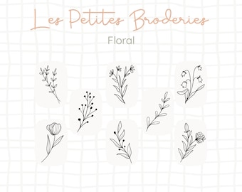 Les petites broderies - Pack "Floral" - Collez, brodez, lavez.