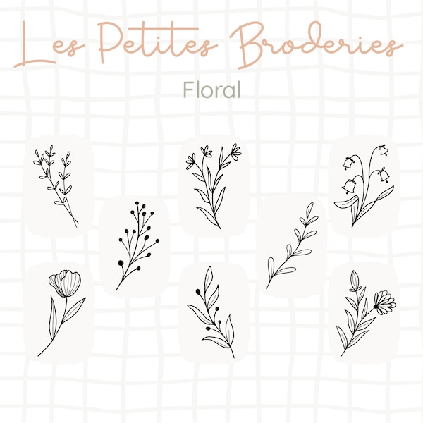 Les petites broderies - Pack "Floral" - Collez, brodez, lavez.