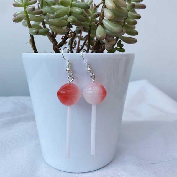 Boucles d’oreilles Lollypop rouges (style Chupa Chups)