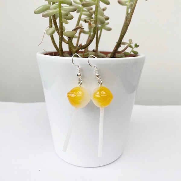 Boucles d’oreilles jaunes Lollypop (Style Chupa Chups)