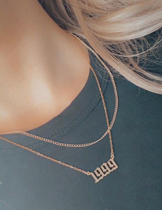 Old english deals birth year necklace