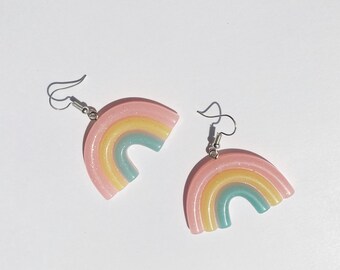 SILVER RAINBOW EARRINGS Silver Plated Rainbow Earrings