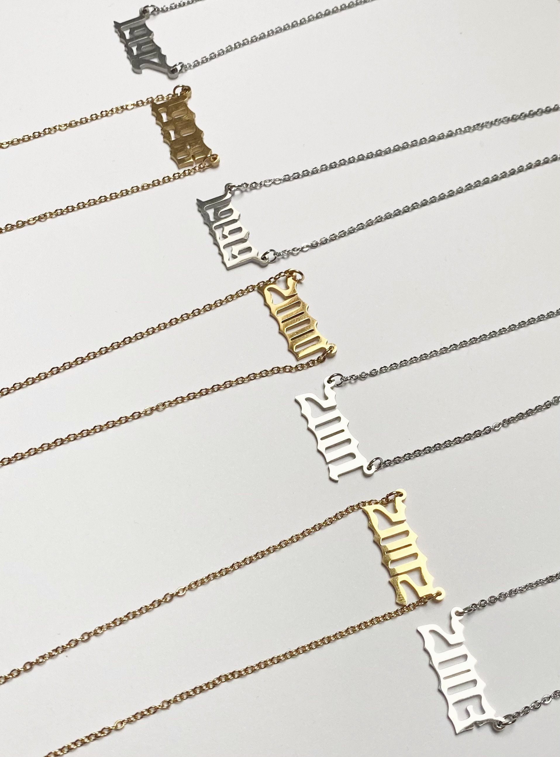 Old English Birth Year Necklace