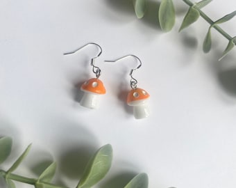 Orange Toadstool Earrings
