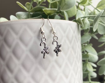 Silver Plated Christmas Candy Cane Earrings