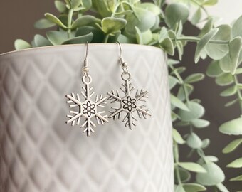 Christmas Silver Plated Snowflake Earrings