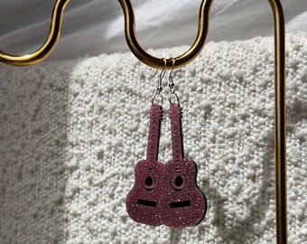 Glitter Guitar Earrings