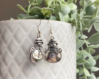 Christmas Silver Plated Snowman Earrings