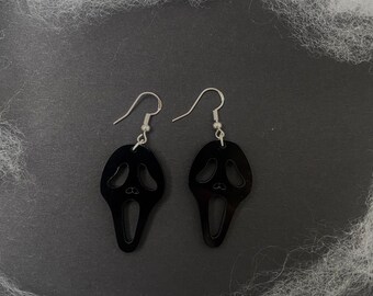 Black Scream Mask Halloween Earrings