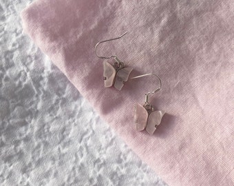 Sterling Silver Acrylic Butterfly Earrings