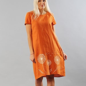 Hand painted linen dress, linen dress, hand painted clothes, summer dress, elegant outfit