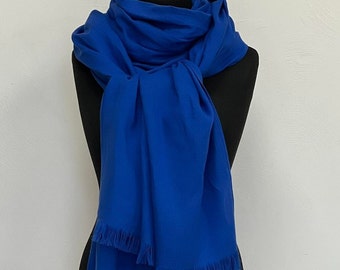 Lenço de linho macio azul oceano, linho natural leve, xale de linho pré-lavado, lenço unissex, xale, ideia de presente, acessórios