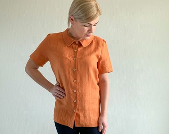 Linen shirt for women AVA, linen blouse, women's clothing, official outfit, elegant linen shirt,  everyday top, natural shirt , modest shirt