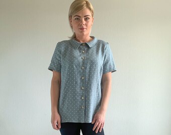 Linen shirt for women AVA, linen blouse, women's clothing, official outfit, elegant linen shirt,  everyday top, natural shirt , modest shirt