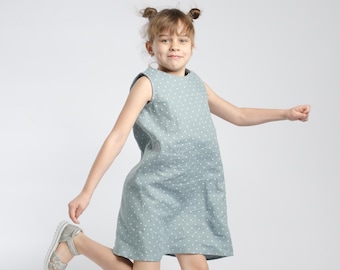 Linen sleeveless dress for girl, toddler linen dress, linen clothing, birthday dress, summer dress, Christmas gift dress, mint colour dress