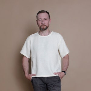 Herren Leinen T-Shirt, Sommer T-Shirt, weißes T-Shirt, Hemd für Männer, Basic T-Shirt, Herren Bio-Kleidung, stilvolles T-Shirt, natürliches Hemd