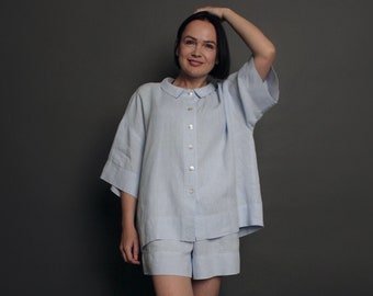 Oversized Linen Shirt: Loose Fit Button-Down Blouse