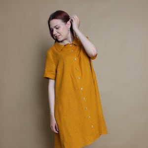 Linen shirt-dress for women, pregnancy linen dress, sustainable pregnancy clothing, pregnancy tunic, collared shirt, cozy dress, loose dress