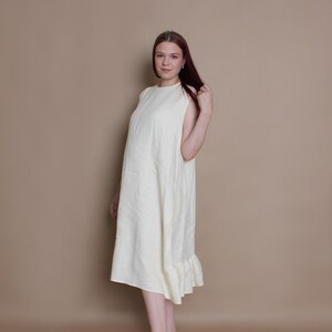 Linen sleeveless women dress, linen loose Maternity dress, maxi pregnancy dress, pregnancy dress with belt, sustainable pregnancy clothing