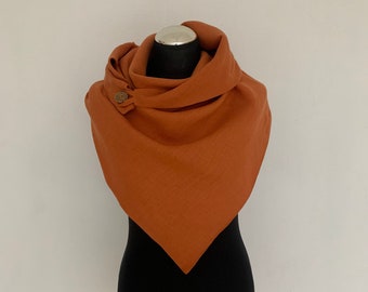 Wrap linen neck scarf, autumn shawl, soft linen scarf for women, oversized scarf, handmade loop linen scarf, birthday gift, Christmas gift