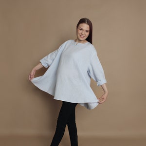 Women linen tunic, loose linen pregnancy blouse, flowy maternity tunic, pregnancy 100% linen tunic, swing linen tunic, oversized blouse