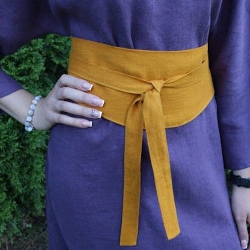 Linen Obi Belt Linen Dress Belt Linen Accessory Handmade Etsy